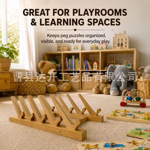 Wooden Desktop Organizer Solid Wood 6 Slots For Books Records <b>Plates</b> Display <b>Rack</b> - Product Image 2