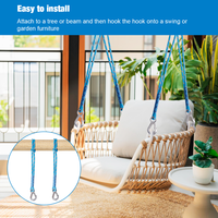 VEROGO Corde de suspension robuste en nylon de 60 cm avec crochets en acier inoxydable pour hamac, chaise suspendue et siège de balançoire d'extérieur, installation facile