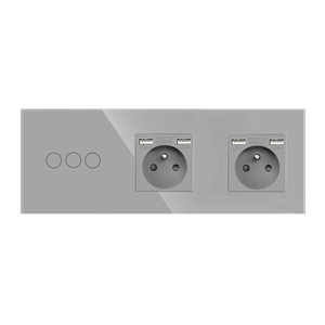 <span class=keywords><strong>Interruttore</strong></span> Touch Light <span class=keywords><strong>con</strong></span> ue francese USB Type-C doppie Triple Wall interruttori Led retroilluminazione in cristallo <span class=keywords><strong>presa</strong></span> elettrica 16A - Product Image 4
