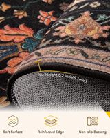 Tapis antidérapant lavable à motif floral rétro vieilli, motif médaillon, pour chambre à coucher, salon, salle à manger, brun foncé, noir