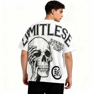 Heavyweight 100% cotton dài <span class=keywords><strong>T</strong></span>-Shirt biểu <span class=keywords><strong>t</strong></span>ượng <span class=keywords><strong>t</strong></span>ùy chỉnh thời trang dạo phố quá khổ in Thả Vai - Product Image 3