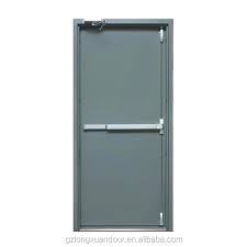 Puerta de acero de salida de emergencia de 90 minutos con barra de empuje Puerta de entrada ignífuga de acero para apartamento Puerta de emergencia con clasificación contra incendios