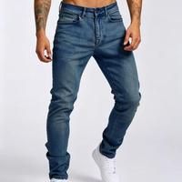 Jean slim vintage taille mi-haute pour homme, coupe ajustée, haute qualité, personnalisable