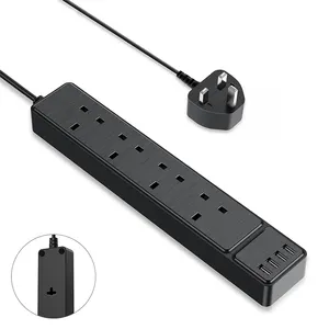 Surge Protected Extension Lead with USB Multi Socket UK Mains Power Strip