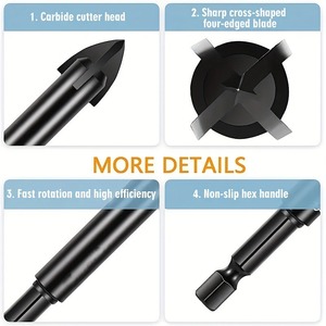 Guest Quality Black Hexagonal Phillips <b>Drill</b> <b>Bits</b> 6Pcs 4-12mm Spiral Shank Masonry Concrete Drilling Set - Product Image 5