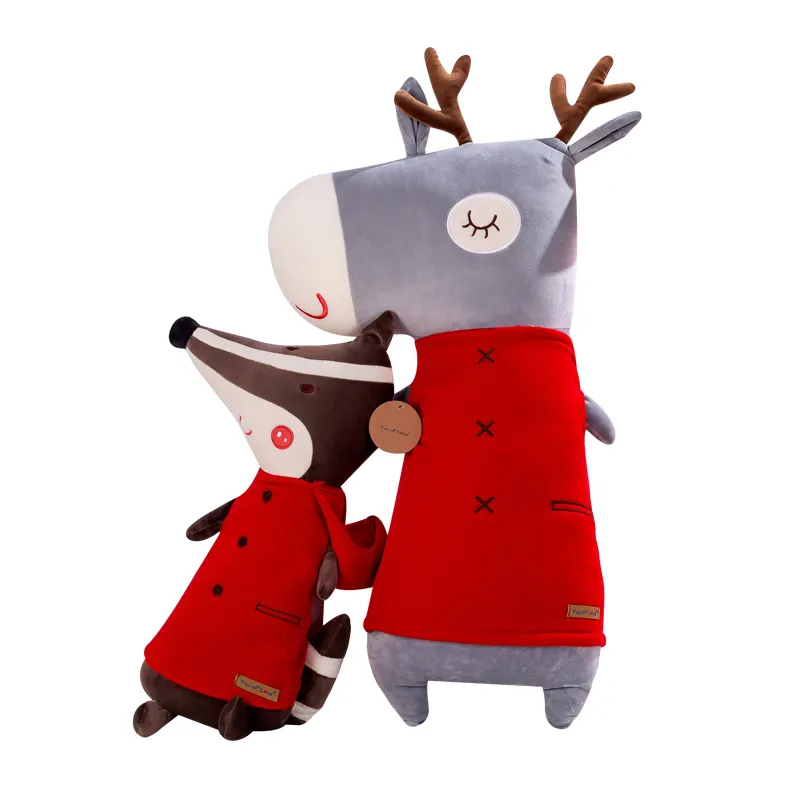 2021 Chinesische Fabrik Direkt vertrieb Niedliche Kuscheltier Ameise und Elch tragen rote Kleidung Puppe Plüschtiere für Weihnachts geschenk
