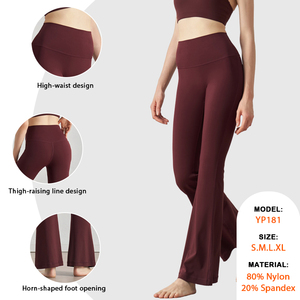 Fashion Women Fitness Yoga Flared <strong>Pants</strong> Nude Feeling Fabric Nylon High Waist No Front <strong>Line</strong> Woman Flared Leggings - Product Image 2