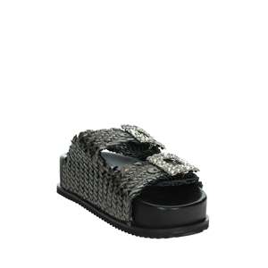 Sandalias de cuña para mujer Keys K 10920 con malla metálica platino y hebilla de cristal - Product Image 5