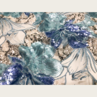Tissu en dentelle de tulle brodé de sequins floraux tissés, grande taille, très résistant, 4 couleurs, pour robes de mariée et accessoires pour filles