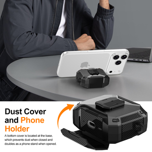 Estuche Magnético para Auriculares con Carga Inalámbrica para <span class=keywords><strong>AirPods</strong></span> <span class=keywords><strong>Pro</strong></span> 2 3 4, Funda Protectora Resistente de Fibra de Carbono con Bloqueo y Soporte para Teléfono - Product Image 3