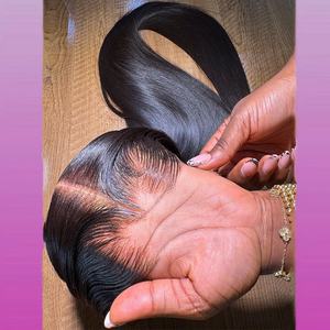 Perruques frontales en dentelle HD 13x6 de 40 pouces, cheveux indiens vierges, pré-épilés et nœuds décolorés, sans colle, perruques en cheveux humains pour femmes noires - Product Image 1