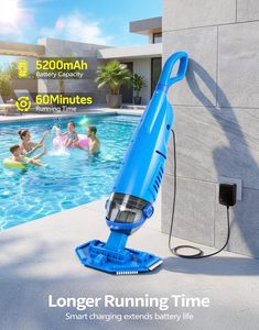 Vente directe d'usine, aspirateur de <span class=keywords><strong>piscine</strong></span> à forte aspiration 60L/minute pour <span class=keywords><strong>piscine</strong></span> hors sol, autonomie de <span class=keywords><strong>60</strong></span> minutes pour piscines enterrées - Product Image 3