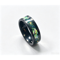 Bague en acier tungstène plaqué or noir avec incrustation de météorite, bijoux de mode pour homme