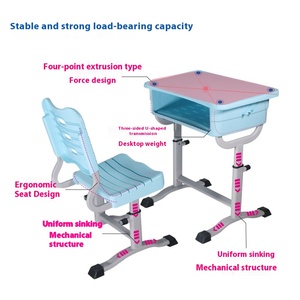 Wholesale SONYGE Modern Metal Study <b>Table</b> Chair Set for Primary & Secondary School Students <b>Adjustable</b> Height 1 Year Warranty ST - Product Image 2