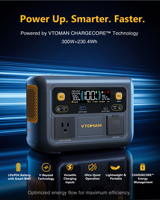 Générateur solaire portable VTOMAN Jump 300 Lifepo4, batterie, station d'alimentation, charge rapide, générateur solaire 300W, station d'alimentation portable