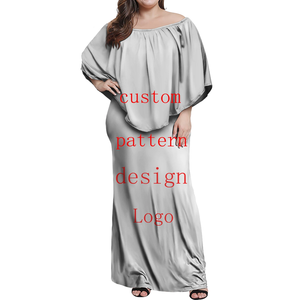 Nuovo Design a isola tropicale floreale stampato a strati con volant abito da spalla personalizzato di grandi dimensioni da donna lunghi Maxi abiti da sera - Product Image 5