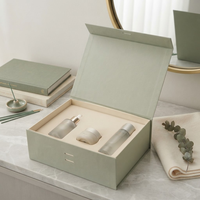 Ensemble d'emballages de luxe sur mesure pour soins de la peau, couleur vert sauge, avec fermeture magnétique, boîte rigide pliable et ruban