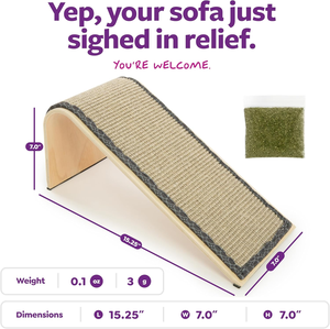 Sisal Angle <b>Ramp</b> <b>Cat</b> Scratcher, Natural Woven Sisal Surface & Stable Wooden Structure with Organic Catnip - Product Image 6