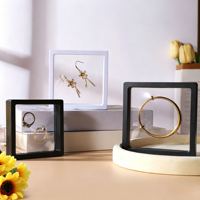 Kotak Display Suspensi TPU Elastis 3D dengan Bingkai ABS Transparan untuk Cincin, Anting, Permata, dan Perhiasan Kecil