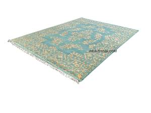 Tapis Oushak bleu turquoise noué à la main, tapis oriental en laine, tapis vintage, tapis bohème turc pour le salon - Product Image 6