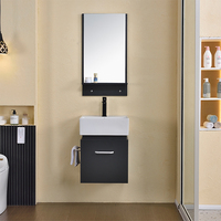 Meubles-lavabos muraux noirs pour salle de bain, petits meubles-lavabos d'hôtel avec vasque