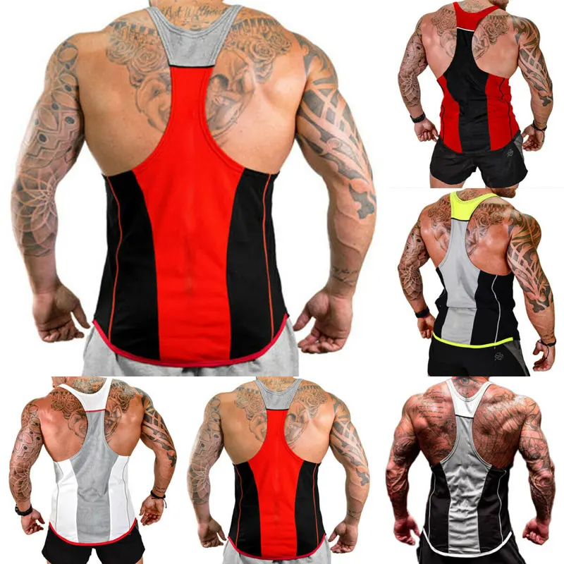 Gym Men Muscle Sleeveless Tank Top Tee Shirt Bodybuilding Sport Fitness Vest