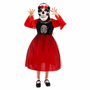 Traje tradicional mexicano para niñas, vestido negro y rojo con rosas, accesorio floral para el cabello, traje de actuación para niños - Product Image 2