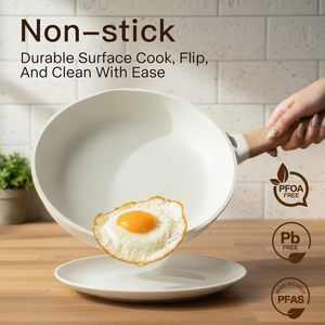 Juego de Utensilios de Cocina Modernos de Lujo de Aluminio Fundido Blanco No Tóxico con Tapa de Vidrio, Olla Antiadherente, Sartén, Apto para Lavavajillas - Product Image 4