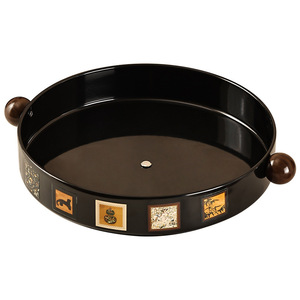 Vintage Style Rotating <b>Tray</b> Round Lacquered Multifunction Storage For Kitchen Condiment Desktop Cosmetic Organization - Product Image 1