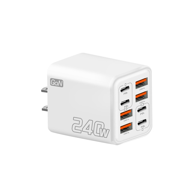 240W GaN Multi-Port Charger PD Fast Charging for Smartphones 4USB and 4 Type-C Ports EU/US/UK Standard Adapter