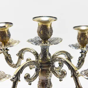 Wedding Candelabra Wedding Floor Large European Pattern Bronze Candlestick Reusable Taper Candle Holder Stand 5 Candle Metal Candelabra