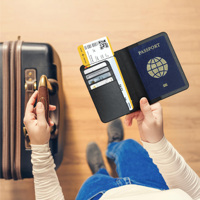 Porte-passeport personnalisé Apple Find My en cuir avec blocage RFID, charge sans fil, localisation GPS, ensemble cadeau de luxe pour voyage