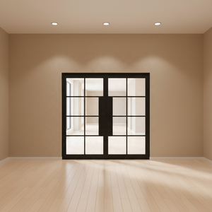 SEYK-0430D Puertas Francesas de Hierro Forjado de Lujo Personalizadas con Cierres para Villa, Diseño Contemporáneo, Superficie Acabada - Product Image 2