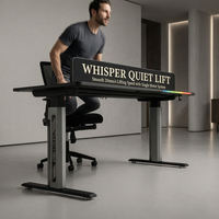 Bureau de jeu portable AOR à refroidissement électrique, hauteur réglable, éclairage LED, commandes dissimulées, design extensible, aluminium