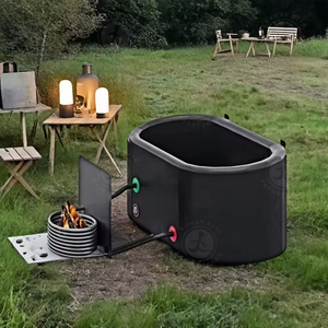 Bain de glace gonflable portable de luxe pour 1-2 personnes, chauffé au bois, avec poêle, spa à siphon thermique - Product Image 1