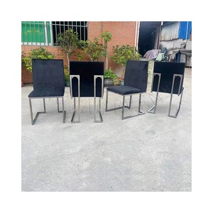Chaises de <span class=keywords><strong>salle</strong></span> à manger d'hôtel en velours bleu et acier inoxydable, modernes, luxueuses, bon marché, pour salon - Product Image 5