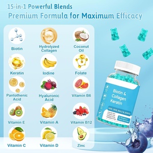 OEM ODM Marque privée Repousse des cheveux Meilleur supplément vitaminique Supplément pour la santé des cheveux, de la peau et des ongles Biotine Collagène Gummy - Product Image 2