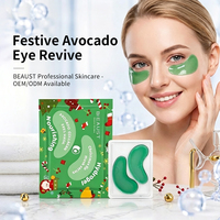 Masque pour les yeux en gel/cristal au collagène, édition de Noël personnalisable, emballage festif pour marques de soins de la peau, étiquette privée, pour les entreprises