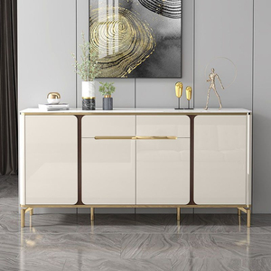 Credenza Extra Lunga Contemporanea con 2 Ante e 3 Cassetti, Mobile da Sala da Pranzo in Legno alla Moda - Product Image 1