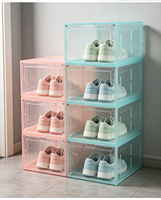 Vitrines rectangulaires en acrylique pour objets de collection, boîtes de rangement empilables en plastique pour chaussures, figurines avec couvercle magnétique
