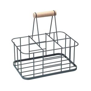 Living Nostalgia Wire Metal Milk Crate/Bottle Carrier 29 x 20 x 13 cm - Grey