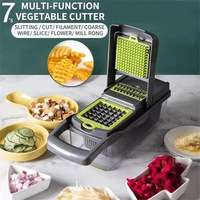 Hachoir à légumes multifonctionnel 16-en-1 : trancheuse, coupe-légumes, spiraliseur, râpe manuelle pour fruits et légumes
