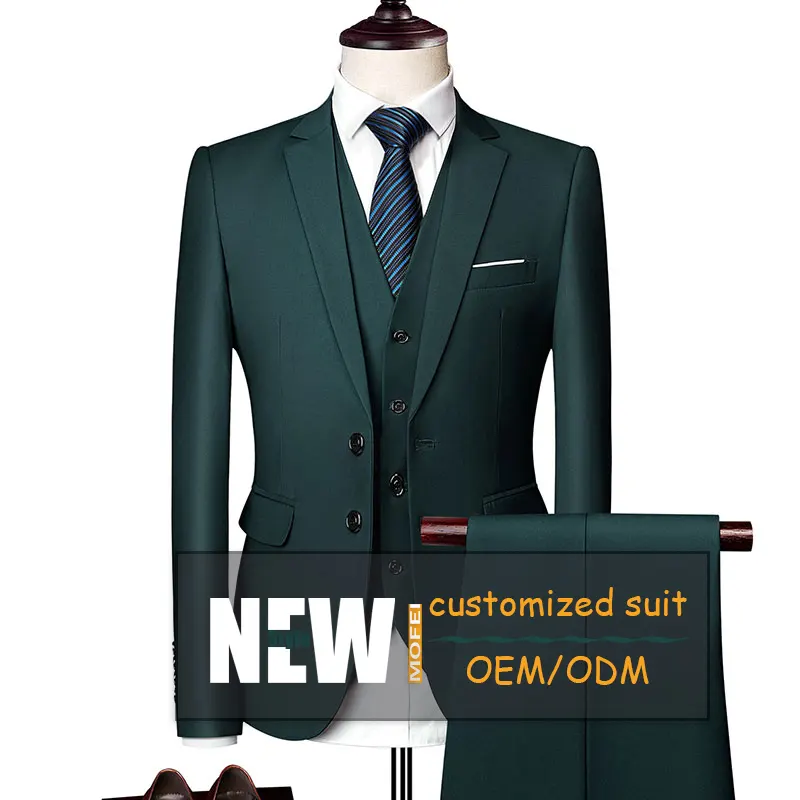 MF9802 OEM Luxury 3Pcs Blazer pants vest man suit and blazer fashion men's slim solid color business Blazer office suit for men
