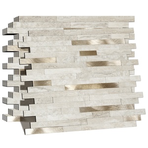 <span class=keywords><strong>KASARO</strong></span> azulejo de salpicadura trasera y azulejo de pelar para cocina, pegatinas de azulejo de pared autoadhesivas decorativas doradas, mosaico de aluminio - Product Image 2