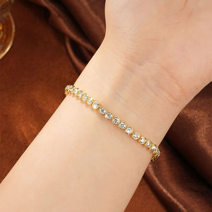 สร้อยข้อมือ Toder Classic รุ่นยอดนิยม ประดับเพชร VVS GRA มอยส์ซาไนต์ รูปใบโคลเวอร์สี่แฉก ปรับขนาดได้ ชุบทอง 14K สไตล์มินิมอล - Product Image 5
