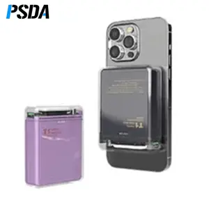 PSDA 전원 은행 아이폰 14 13 무선 충전기 10000mAh 투명 배터리 휴대용 22.5W 고속 충전기 LED 손전등