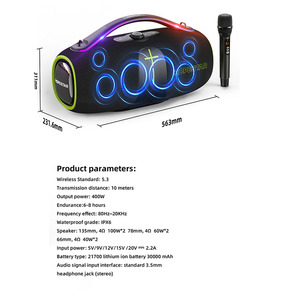 ลำโพงบลูทูธ HOPESTAR A85 400W กำลังขับสูง พกพาสะดวกสำหรับงานปาร์ตี้กลางแจ้ง พร้อมซับวูฟเฟอร์ เสียงเบสหนักแน่น กันน้ำ รองรับบลูทูธ 5.4 พร้อมไมโครโฟน - Product Image 6