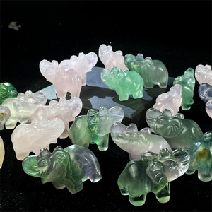 Kindfull <span class=keywords><strong>rose</strong></span> quartz éléphant pierre de guérison fluorite éléphant pour la décoration - Product Image 2
