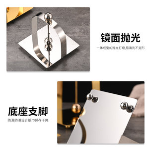 ที่ใส่กระดาษเช็ดปากสแตนเลสทรงสี่เหลี่ยม ดีไซน์ทันสมัย ทนทาน ใช้สำหรับวางบนโต๊ะ สำหรับโรงแรม ร้านอาหาร งานปาร์ตี้ - Product Image 1