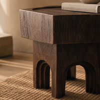 Table d'appoint hexagonale en bois massif de style Wabi-Sabi moderne, tabouret sculpté à la main, table basse de style zen pour salon